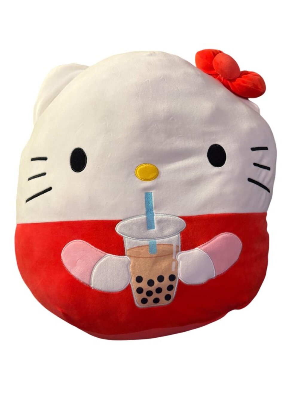 Hello Kitty Boba Plush XL Pillow By Sanrio White & Red 2024 Soft & Cozy 24 Inche